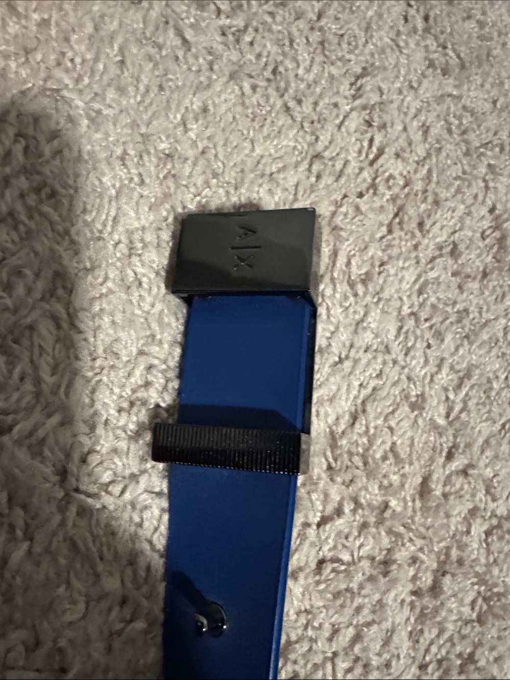 Armani Exchange Blue Strap Belt with Black Buckle